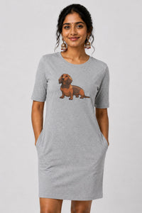 T-shirt Dress With Pockets - Dash Dash Dachshund (4 Colours) (Slim Fit)