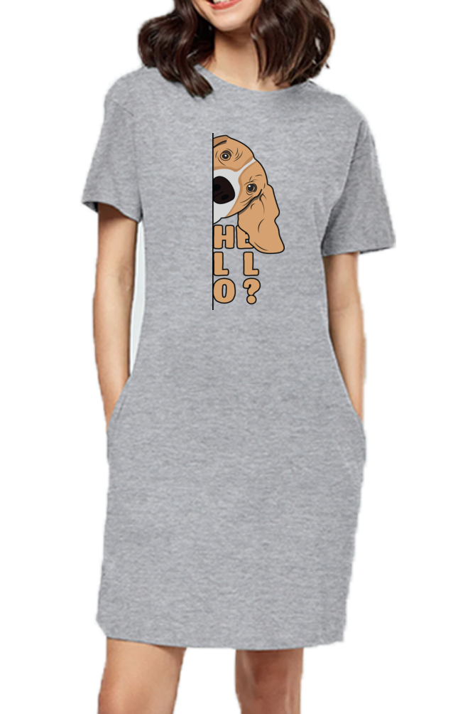 T-shirt Dress With Pockets - Basset Hound Hello (6 Colours)