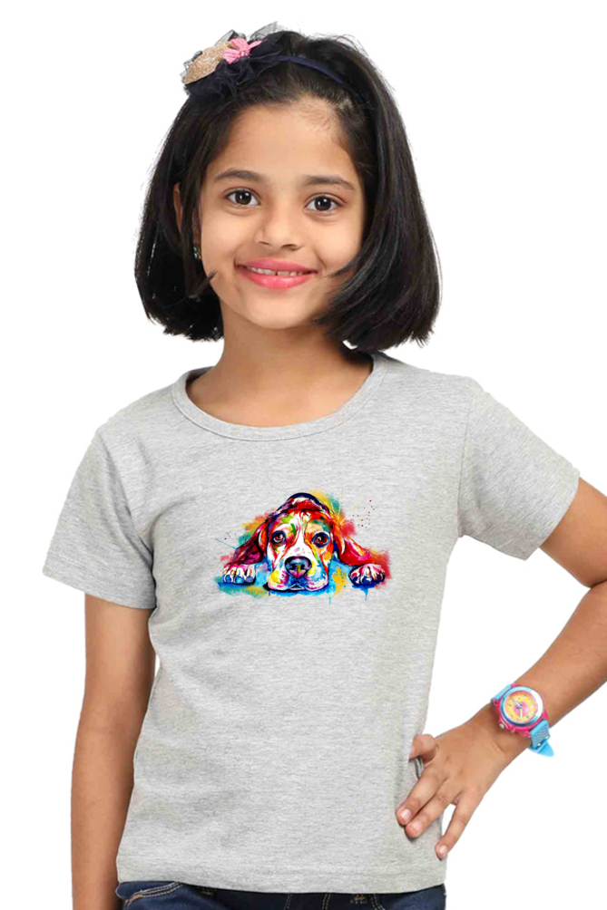 Round Neck T-Shirt (Girls) - Droopy Dog Eyes (7 Colours)