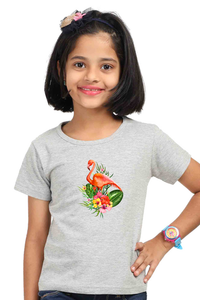 Round Neck T-Shirt (Girls) - Fashionable Flamingo (7 Colours)