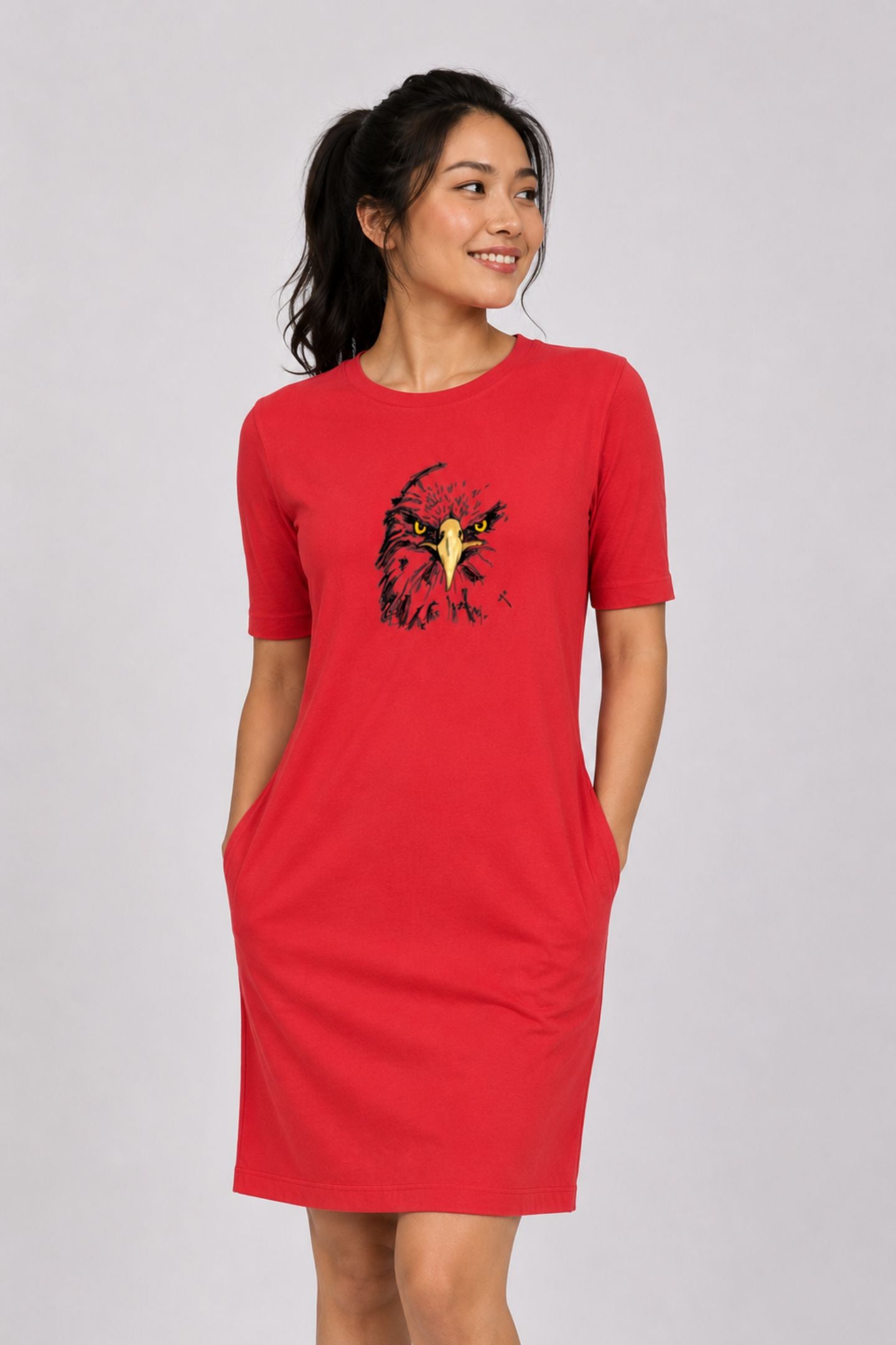 T-shirt Dress With Pockets - Fearless Gaze (4 Colours) (Slim Fit)