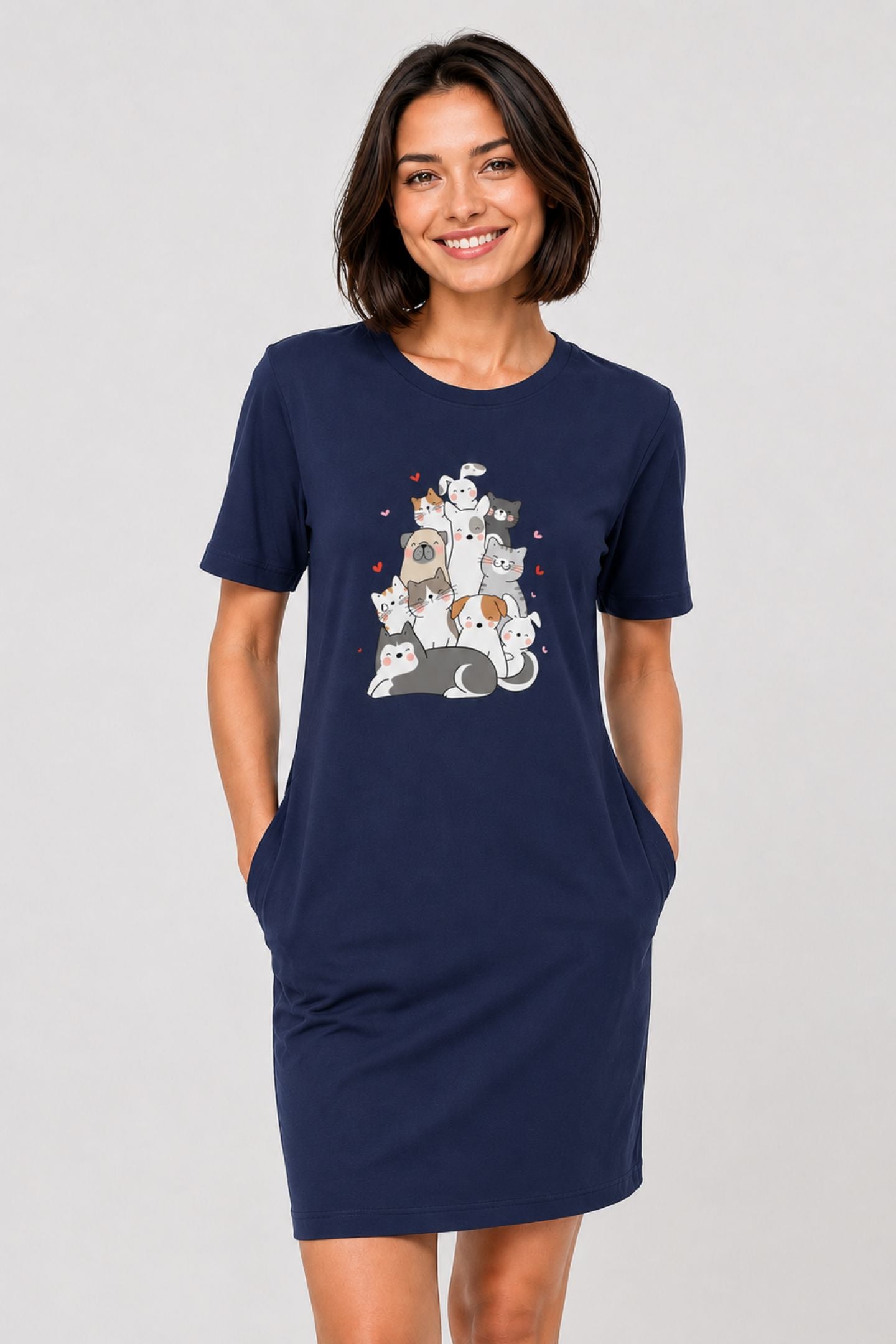 T-shirt Dress With Pockets - Cuddle Crew (5 Colours) (Slim Fit)
