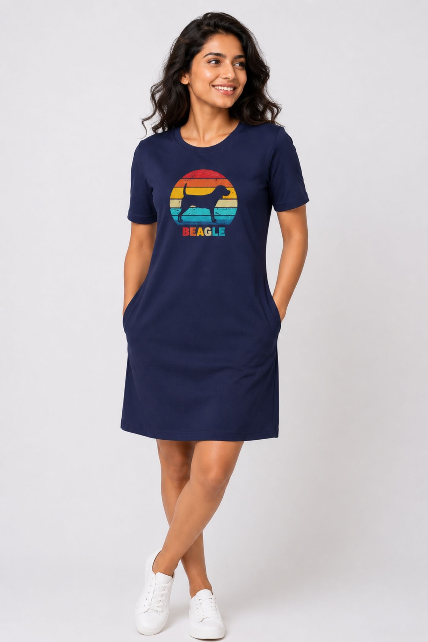 T-shirt Dress With Pockets - Beagle Sunset (3 Colours) (Slim Fit)