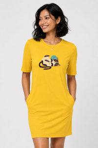 T-shirt Dress With Pockets - Clawful Nap (4 Colours) (Slim Fit)