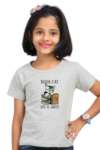 Round Neck T-Shirt (Girls) - Nerdy Kitty (3 Colours)