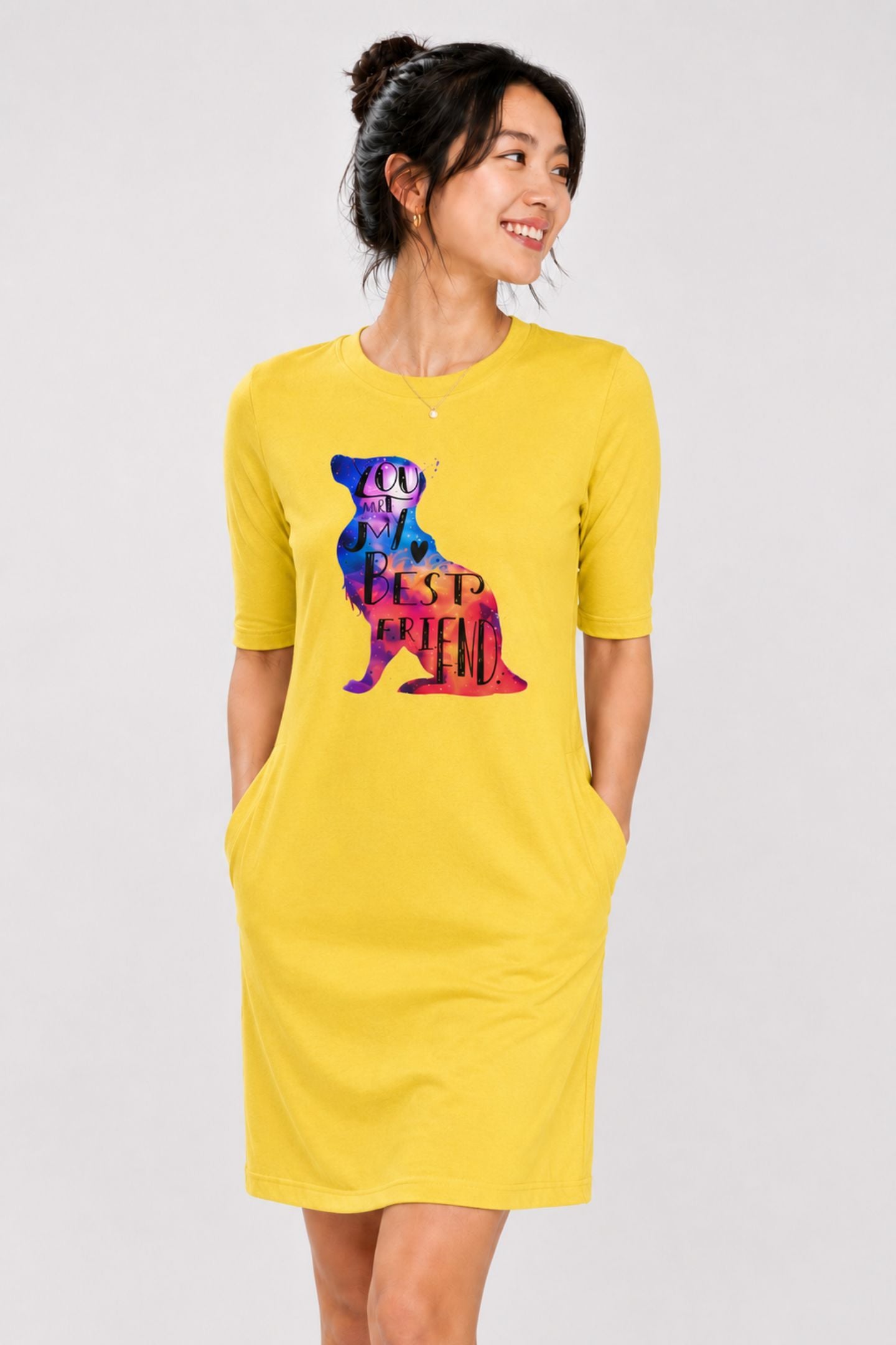 T-shirt Dress With Pockets - Best Fur-Ends Forever (4 Colours) (Slim Fit)