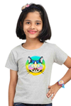 Round Neck T-Shirt (Girls) - Cat With Glasses (7 Colours)