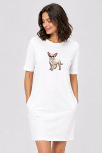 T-shirt Dress With Pockets - Chatty Chihuahua (6 Colours) (Slim Fit)