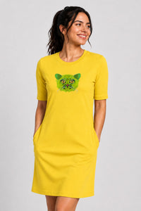 T-shirt Dress With Pockets - British Shorthair Victorian Cat (6 Colours) (Slim Fit)