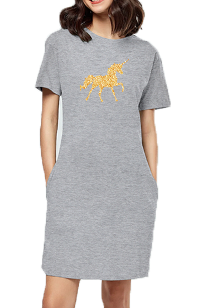 T-shirt Dress With Pockets - Mystical Unicorn (5 Colours)