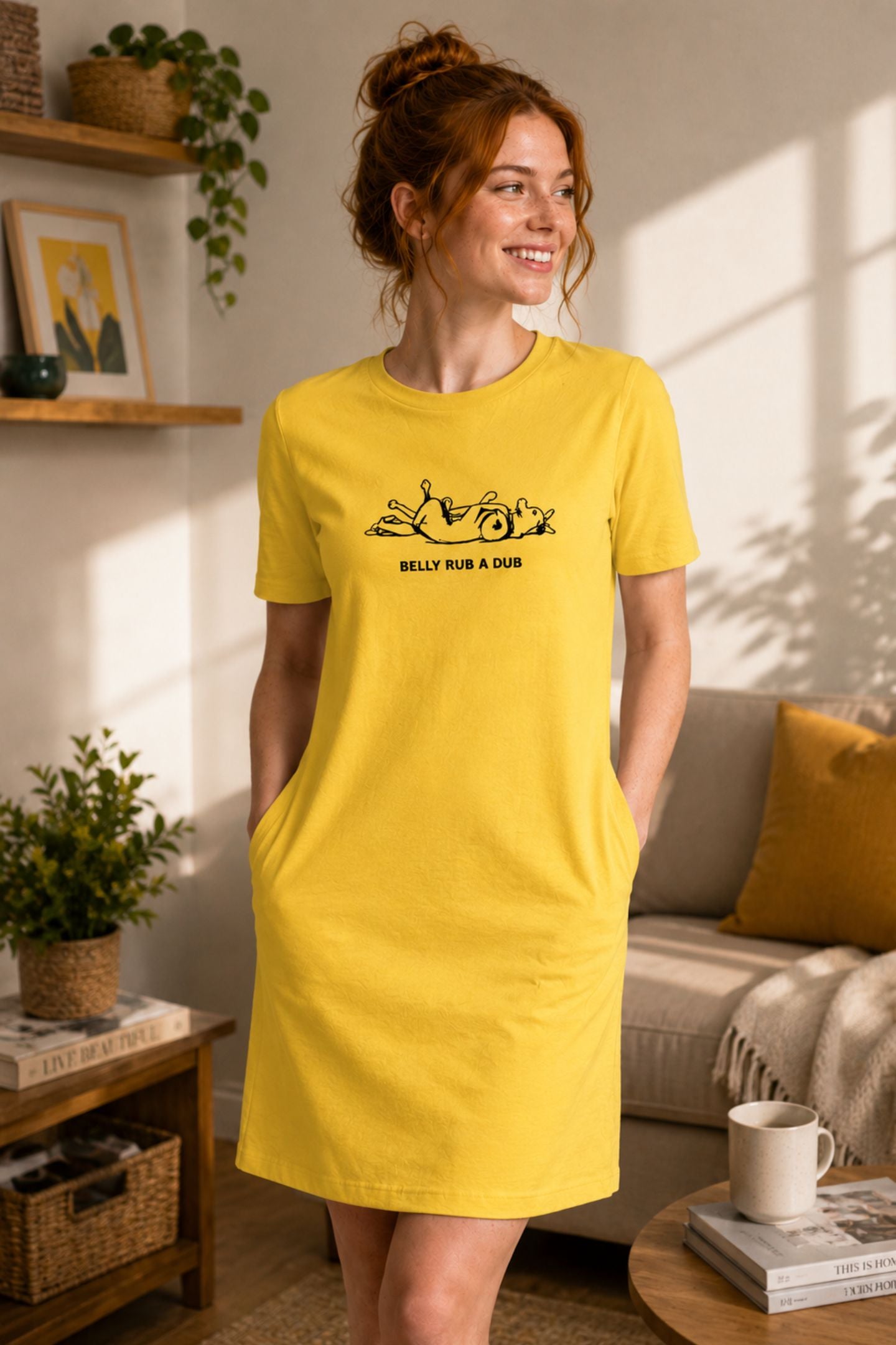 T-shirt Dress With Pockets - Belly Rub A Dub (3 Colours) (Slim Fit)