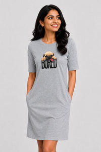 T-shirt Dress With Pockets - Bored Pug Baby (3 Colours) (Slim Fit)