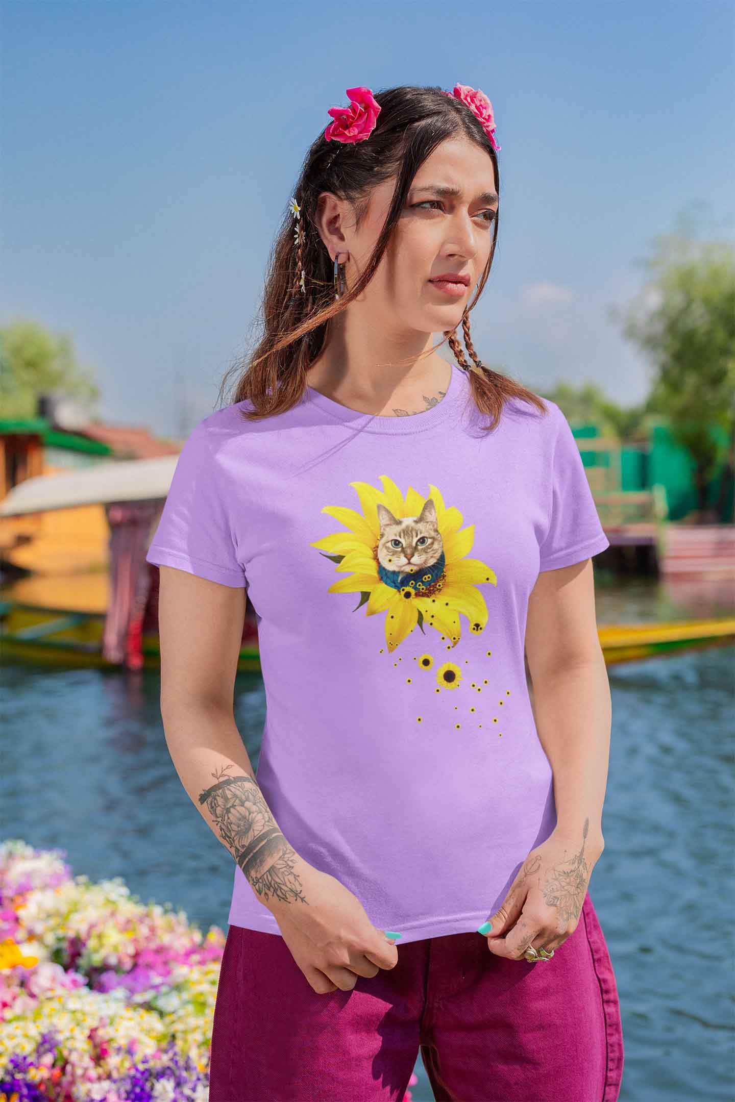 Round Neck T-Shirt (Women) - A Meowment Of Sunshine (11 colours)