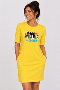 T-shirt Dress With Pockets - Cat Chaos (4 Colours) (Slim Fit)