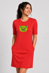 T-shirt Dress With Pockets - British Shorthair Victorian Cat (6 Colours) (Slim Fit)
