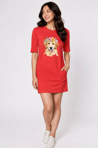 T-shirt Dress With Pockets - Golden Blooms (6 Colours) (Slim Fit)