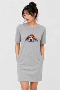 T-shirt Dress With Pockets - Droopy Dog Eyes (6 Colours) (Slim Fit)