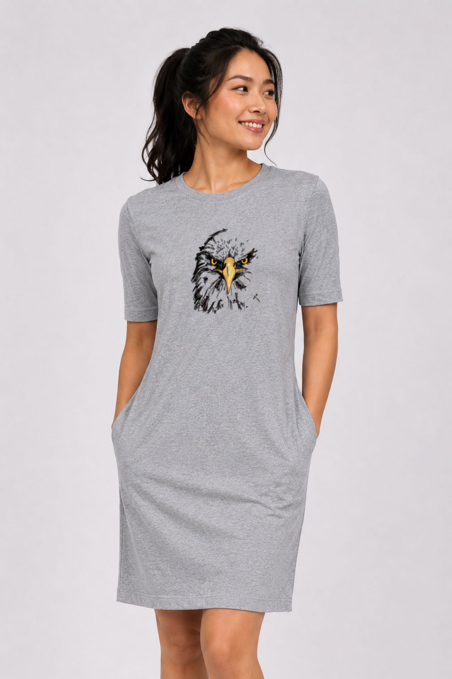 T-shirt Dress With Pockets - Fearless Gaze (4 Colours) (Slim Fit)
