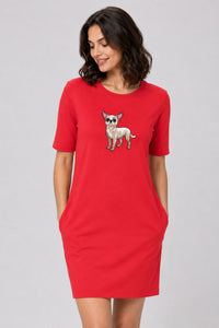 T-shirt Dress With Pockets - Chatty Chihuahua (6 Colours) (Slim Fit)