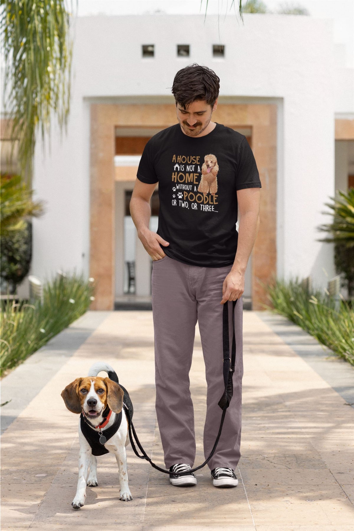 Round Neck T-Shirt (Men) - Poodle Doodle (7 Colours)