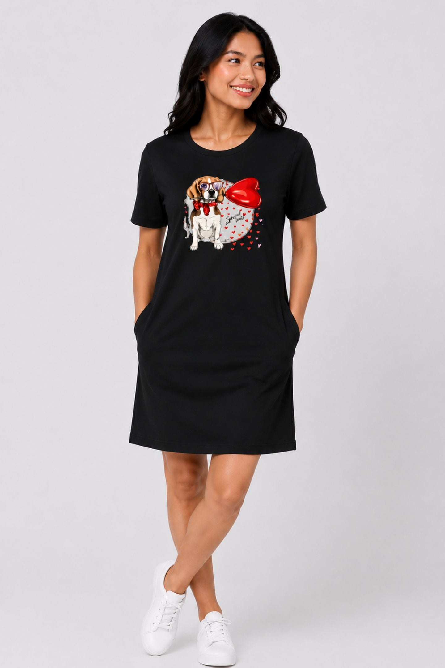 T-shirt Dress With Pockets - Beagle Furever Love (6 Colours) (Slim Fit)