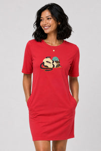 T-shirt Dress With Pockets - Clawful Nap (4 Colours) (Slim Fit)