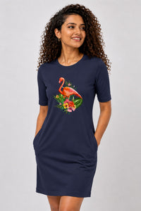 T-shirt Dress With Pockets - Fashionable Flamingo (5 Colours) (Slim Fit)