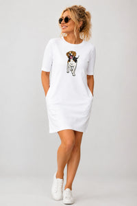 T-shirt Dress With Pockets - Fun Loving Beagle (6 Colours) (Slim Fit)