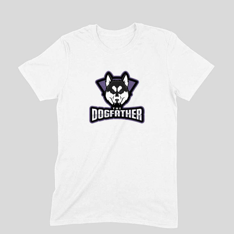 [Sale] Round Neck T-Shirt (Men) - The Dogfather Husky - White - L