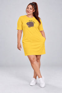 T-shirt Dress With Pockets - Moo Nday Vibes (4 Colours) (Slim Fit)