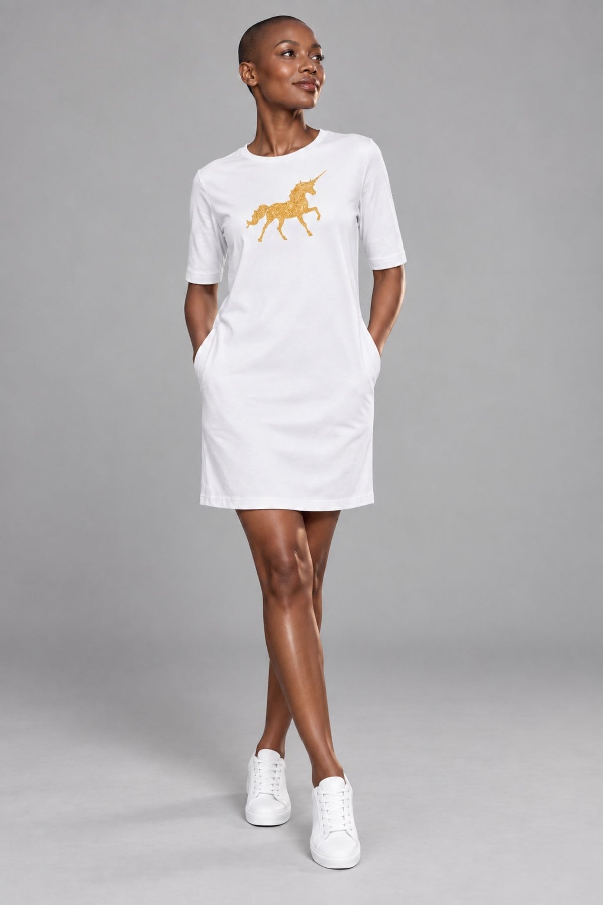 T-shirt Dress With Pockets - Mystical Unicorn (5 Colours) (Slim Fit)