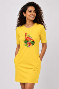 T-shirt Dress With Pockets - Fashionable Flamingo (5 Colours) (Slim Fit)