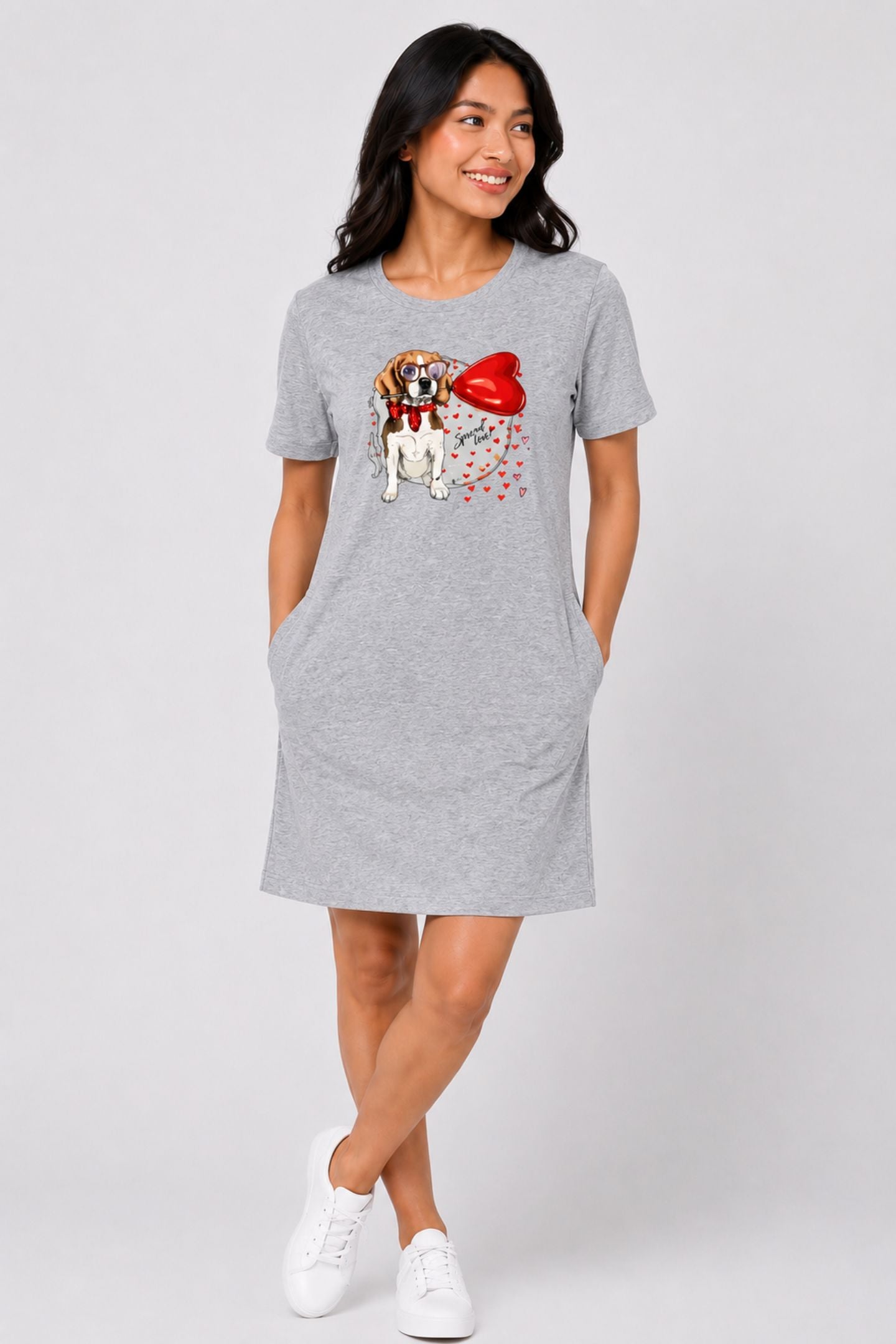 T-shirt Dress With Pockets - Beagle Furever Love (6 Colours) (Slim Fit)