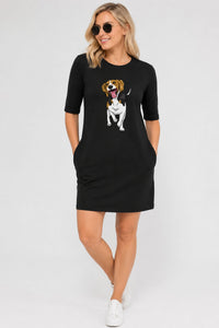 T-shirt Dress With Pockets - Fun Loving Beagle (6 Colours) (Slim Fit)