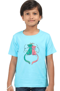 Round Neck T-Shirt (Boys) - Cats In Love (10 Colours)