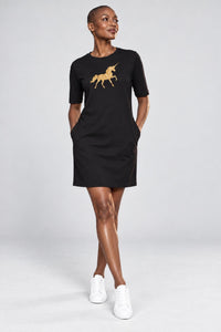 T-shirt Dress With Pockets - Mystical Unicorn (5 Colours) (Slim Fit)