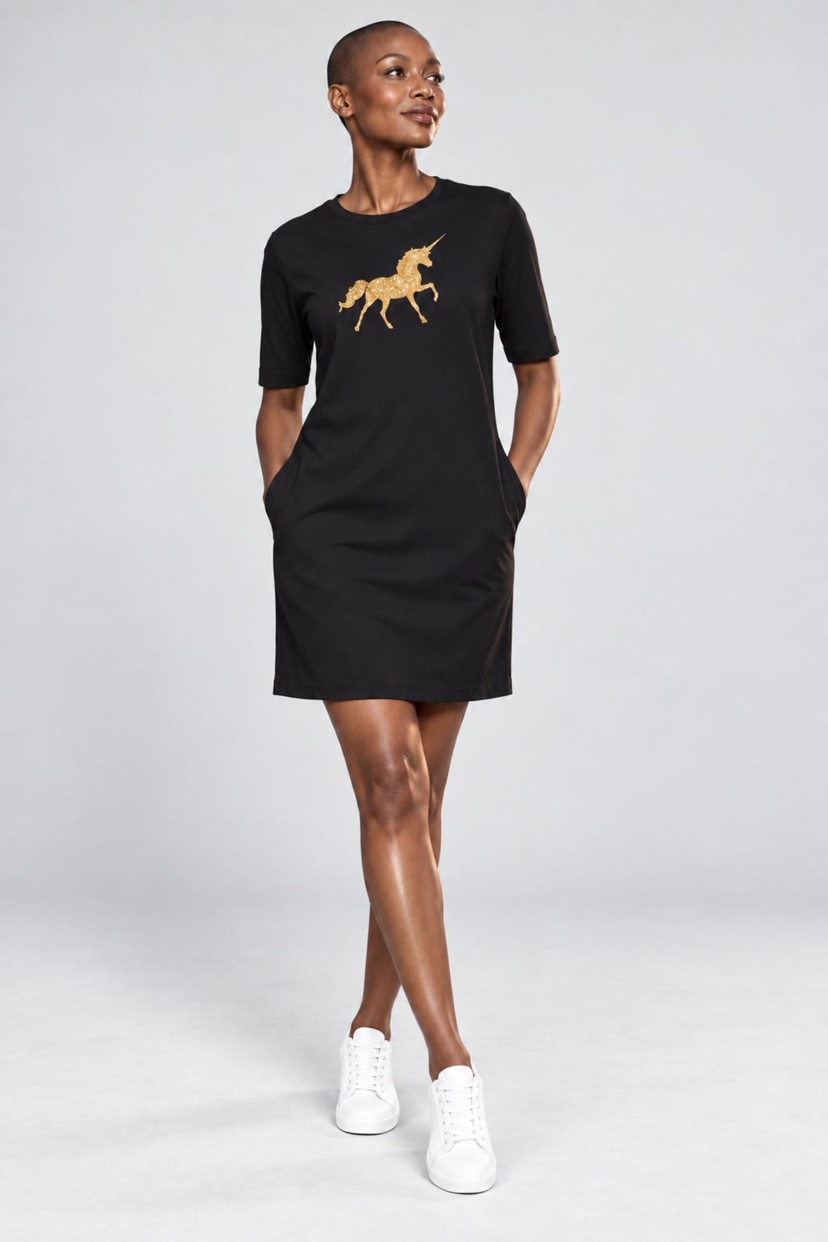 T-shirt Dress With Pockets - Mystical Unicorn (5 Colours) (Slim Fit)