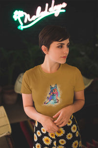 Round Neck T-Shirt (Women) - Russian Blue Sparkle Cat (11 colours)