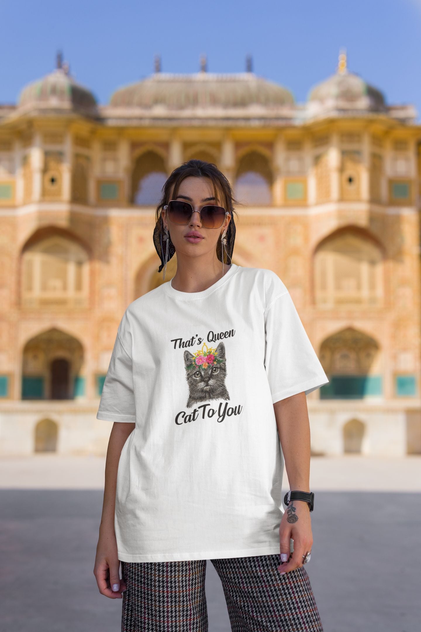 Round Neck T-Shirt (Women) - Floral Feline (7 Colours)