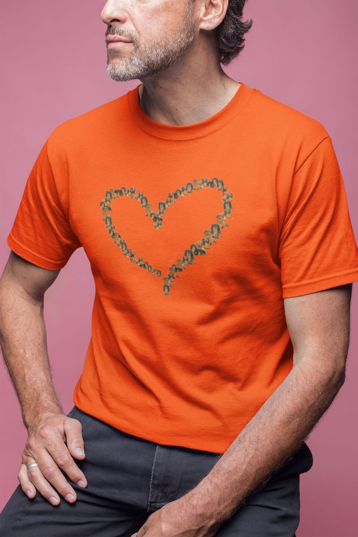 Round Neck T-Shirt (Men) - Dachshund Hearts (12 Colours)