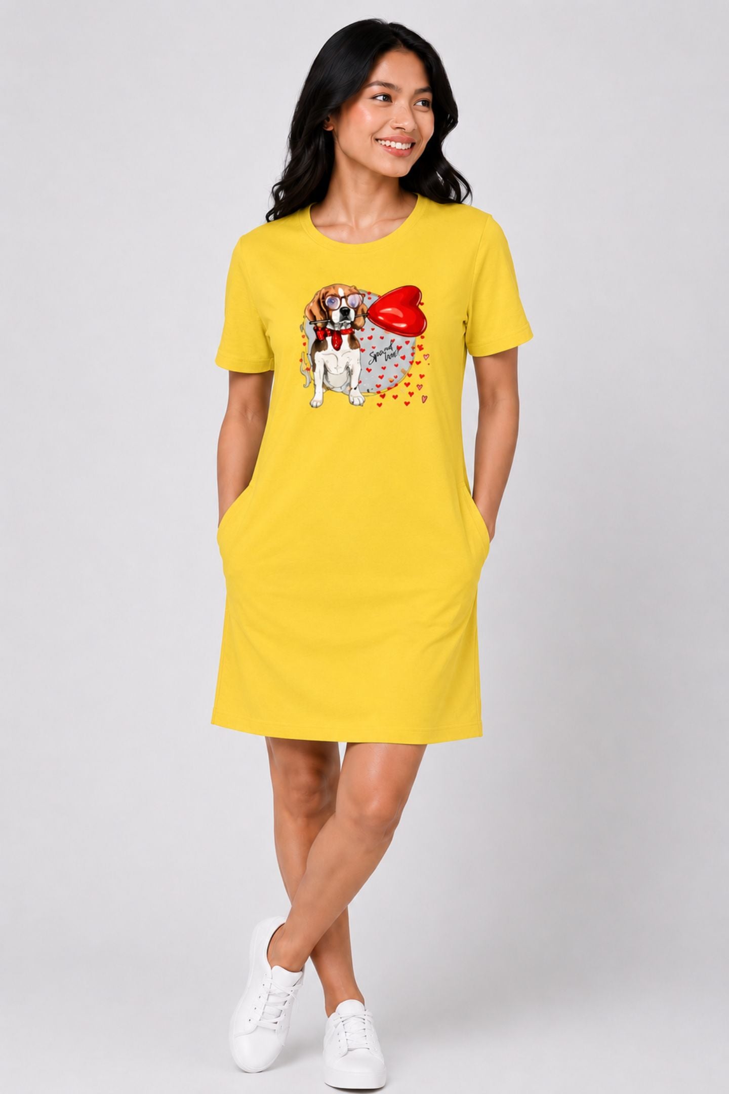 T-shirt Dress With Pockets - Beagle Furever Love (6 Colours) (Slim Fit)