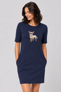 T-shirt Dress With Pockets - Chatty Chihuahua (6 Colours) (Slim Fit)