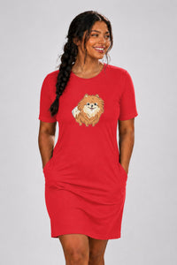 T-shirt Dress With Pockets - Floofy Pom Pom (6 Colours) (Slim Fit)
