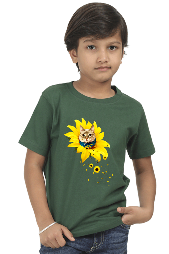 Round Neck T-Shirt (Boys) - A Meowment Of Sunshine (10 Colours)