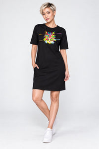 T-shirt Dress With Pockets - Laser Sharp Cat (6 Colours) (Slim Fit)