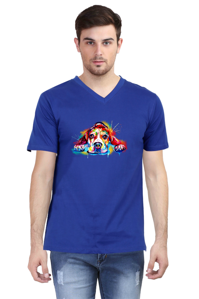 V Neck T-Shirt (Men) - Droopy Dog Eyes (6 Colours)