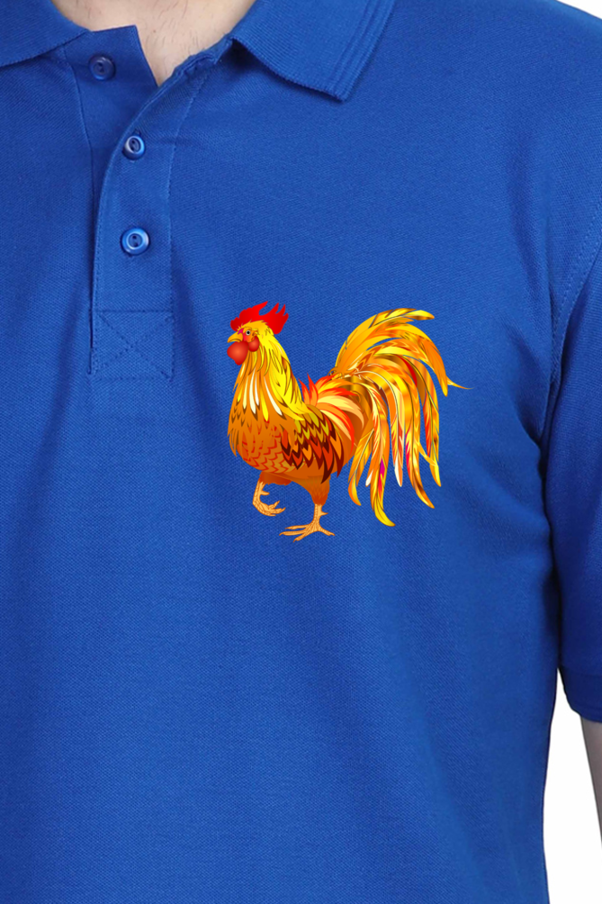 Polo Neck T-Shirt (Men) - Cock-a-Doodle-Doo (8 Colours)