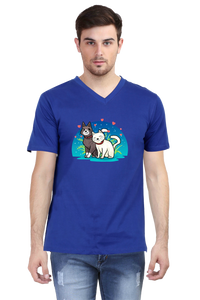 V Neck T-Shirt (Men) - Pawsitively Adorable Cats (3 Colours)