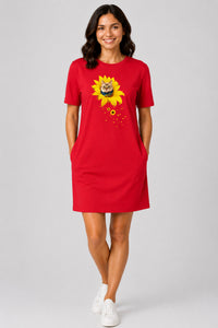 T-shirt Dress With Pockets - A Meowment Of Sunshine (5 Colours) (Slim Fit)