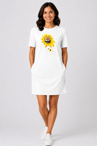 T-shirt Dress With Pockets - A Meowment Of Sunshine (5 Colours) (Slim Fit)
